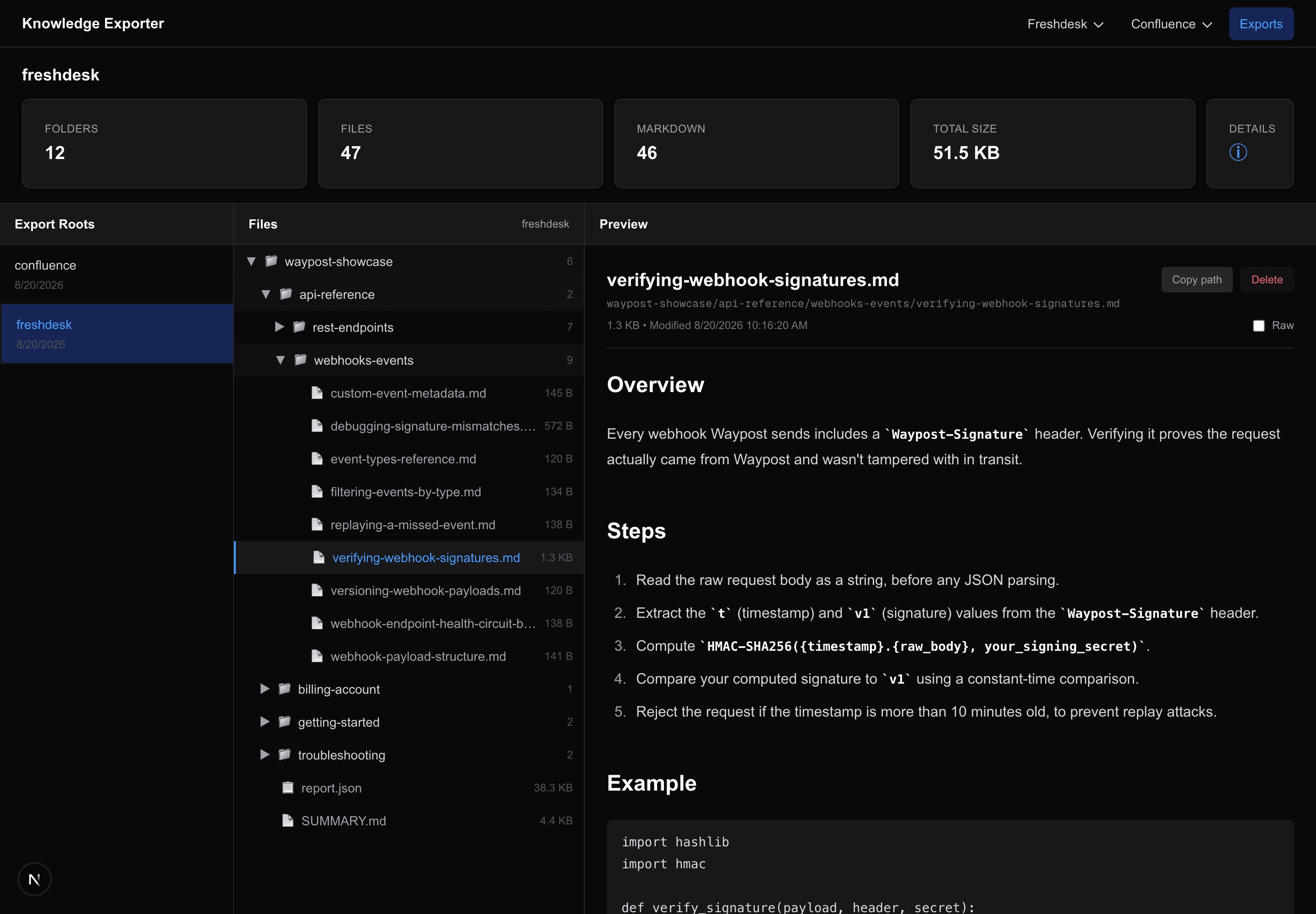 Knowledge Exporter screenshot