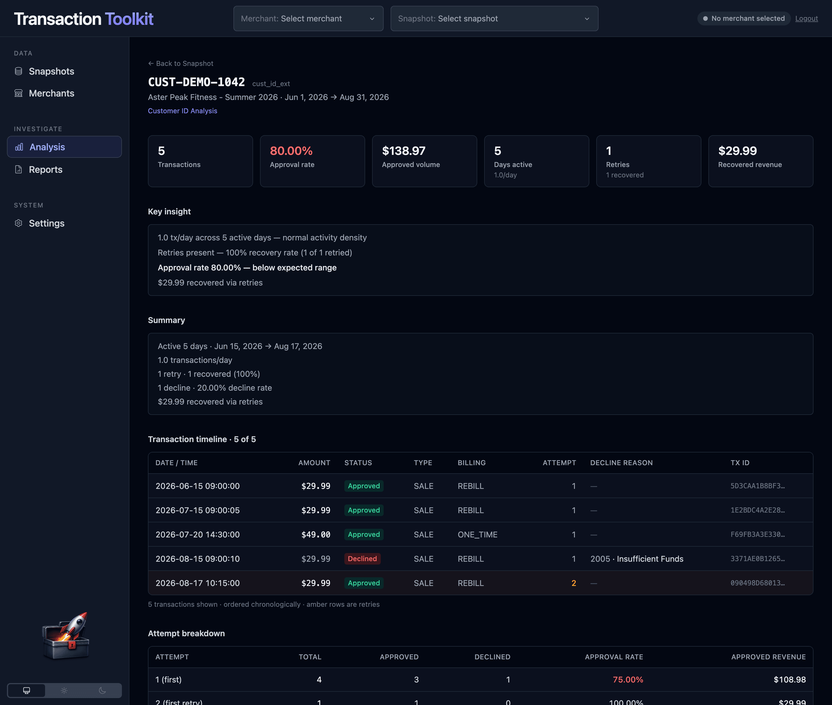 Transaction Toolkit screenshot