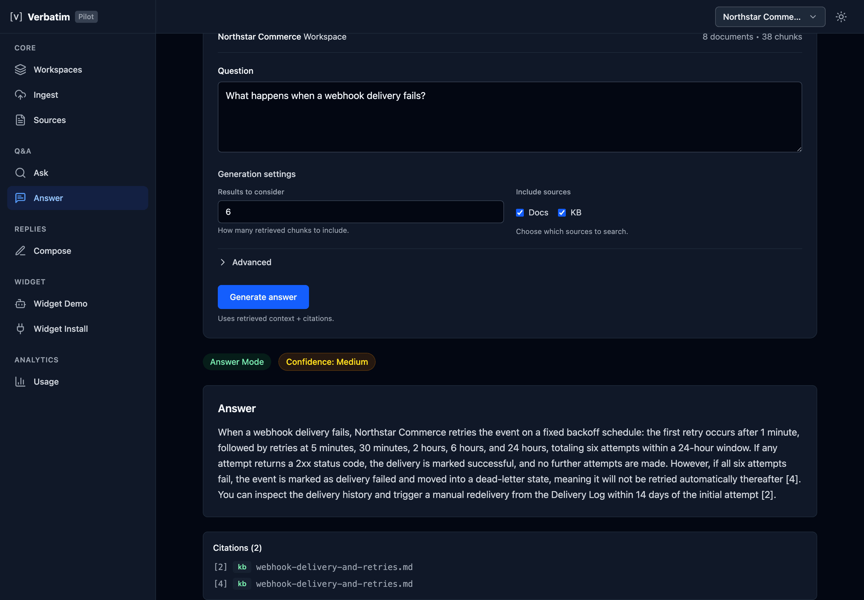 Verbatim screenshot